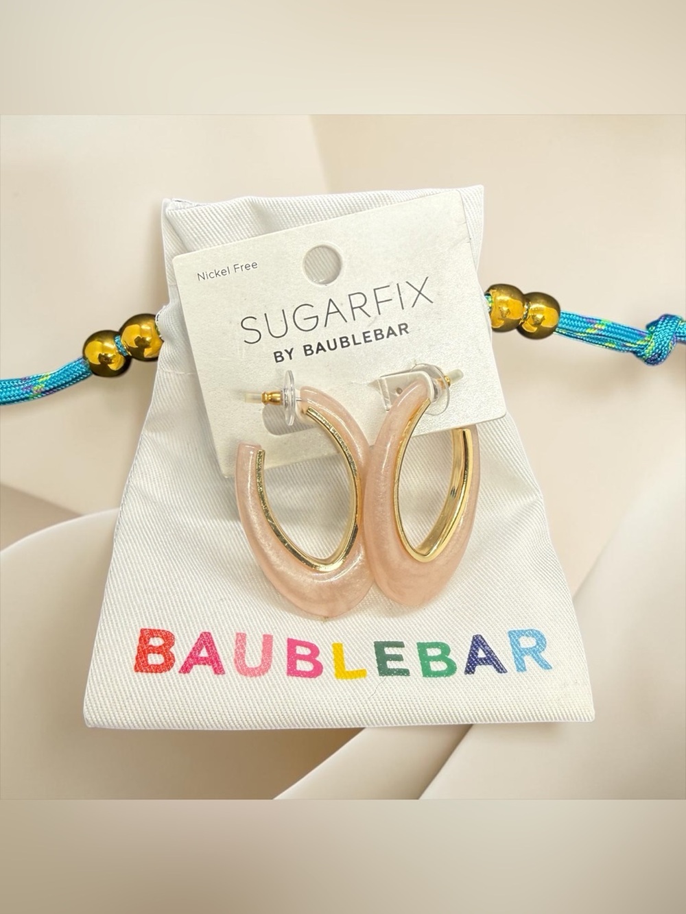 💛SUGARFIX by BaubleBar💛Pink Resin Hoop Earrings with Dust Bag/NIP